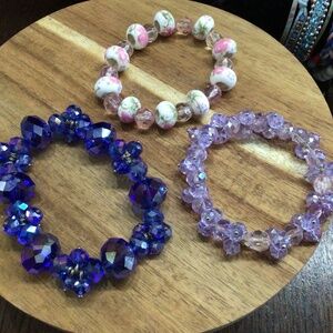 Lot of three glass beaded Stretchy bracelets. Great shape.